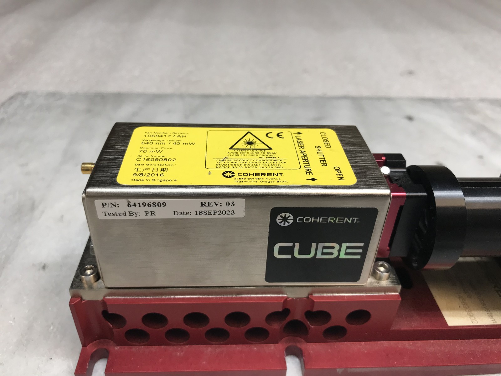 Coherent Cube 1069417 / AH 640nm 40mW Max 70mW 535 Hours w/ Cable *READ DESC*