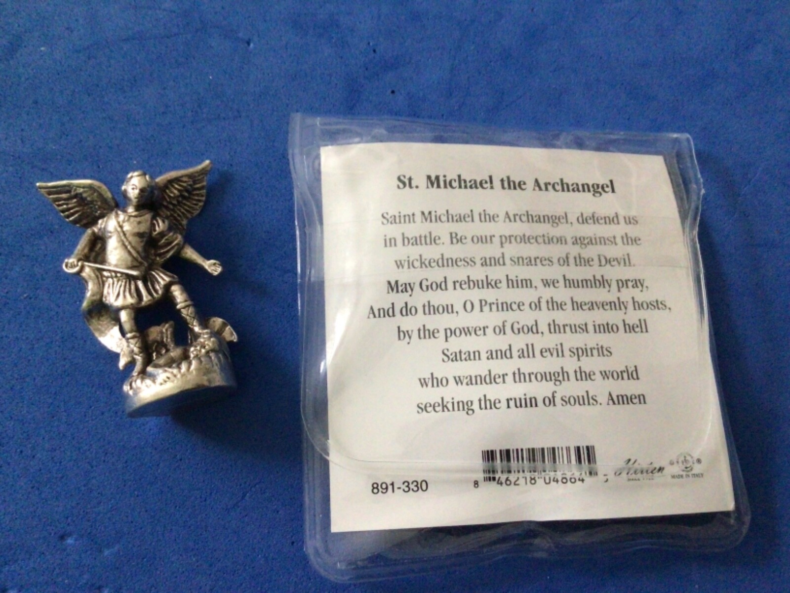 ARCHANGEL ST MICHAEL Silver Metal Saint Pocket TOKEN Defender Icon Prayer