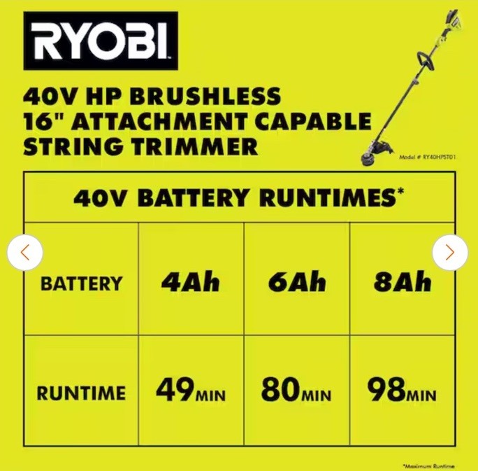 NEW RYOBI 40V Brushless 16" Carbon Fiber Attach Ready String Trimmer -TOOL ONLY