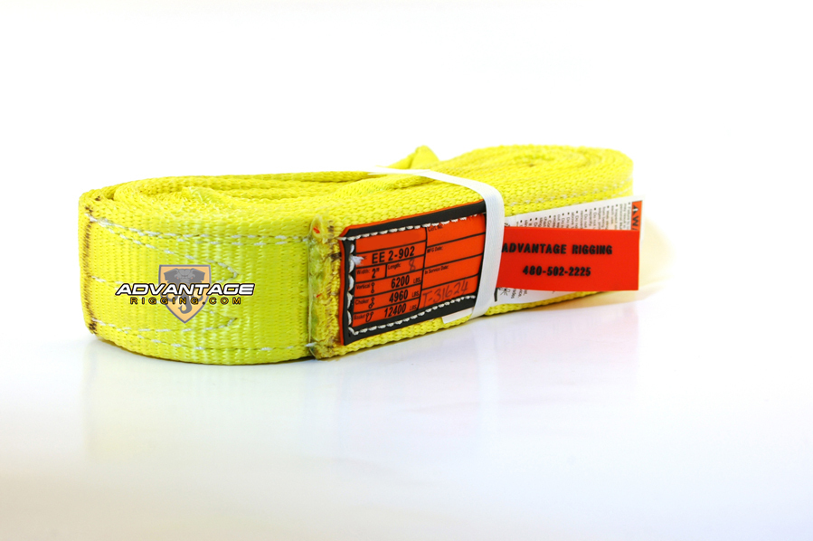 EE2-902 X8FT Nylon Lifting Sling Strap 2 Inch 2 Ply 8 Foot Feet Length USA MADE