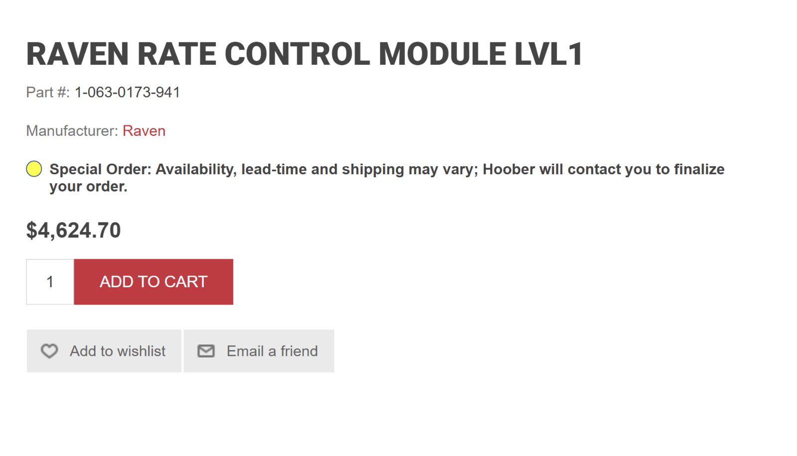 RAVEN CNH RATE CONTROL MODULE LVL1 RCM 1-063-0173-941 (OEM) *NEW IN BOX*