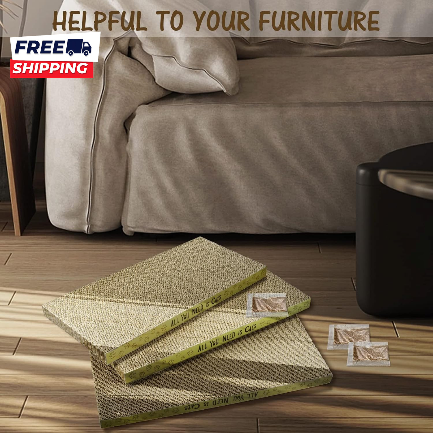 3 Pack Cardboard Cat Scratcher Pads Cat Scratching Board for Indoor