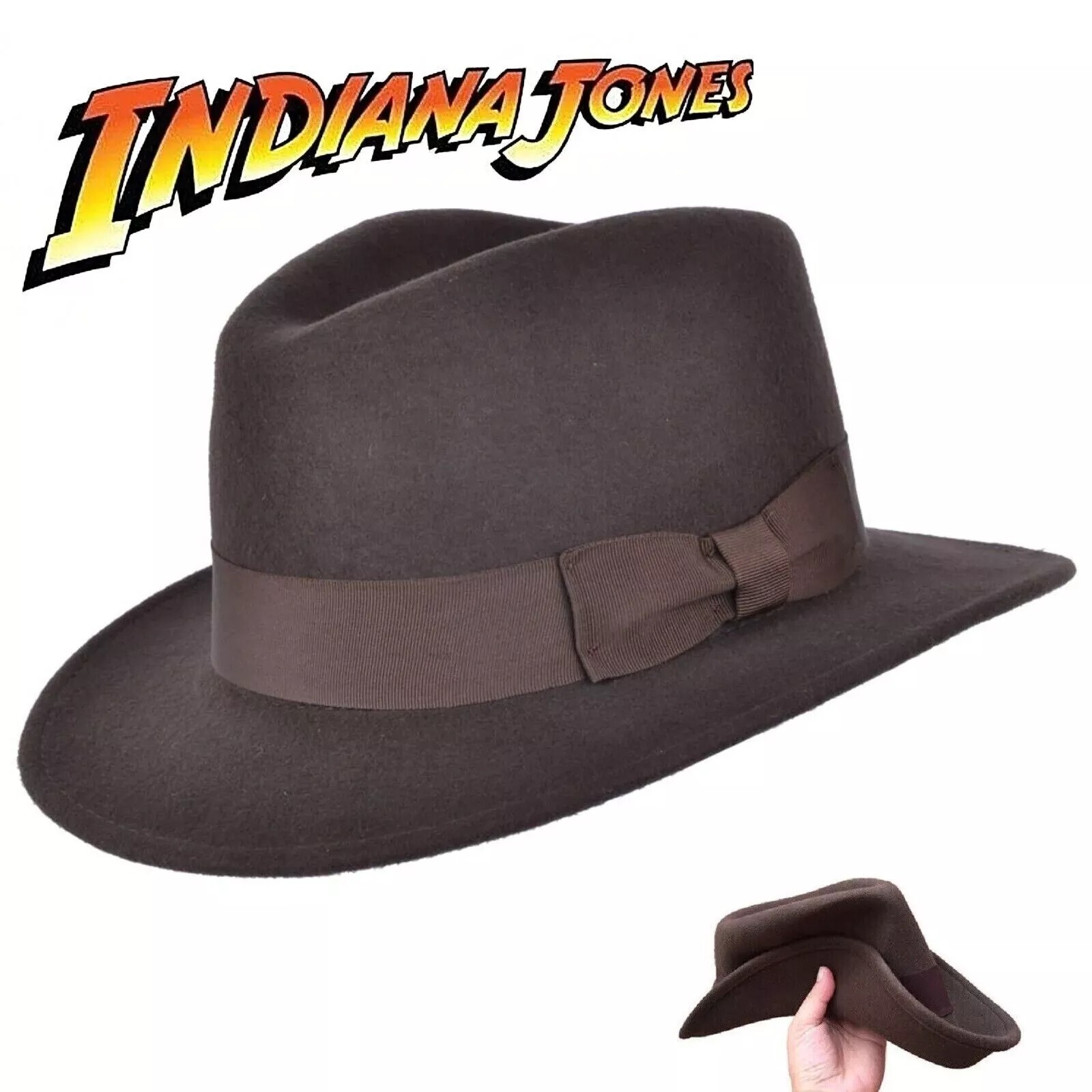 Vintage Indiana Jones Fedora - 100% Crushable Wool Felt Hat Brown