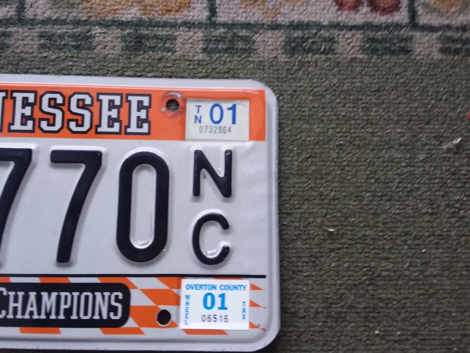 1998 Tennessee Vols Football National Champions License Plate Overton County
