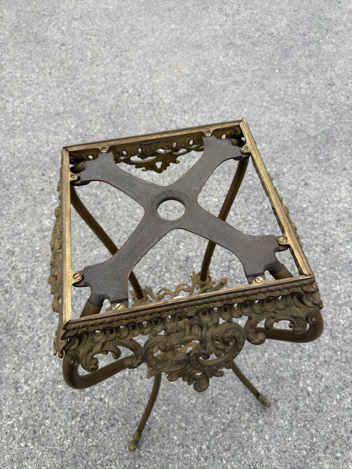 antique victorian bronze ornate marble top plant fern stand pedestal 1890