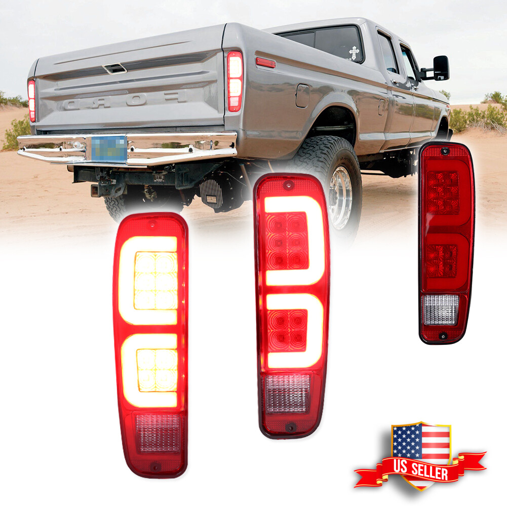 Red LED Rear Tail Lights Assembly For 74-91 Ford E150 F150 250 350 100 Bronco