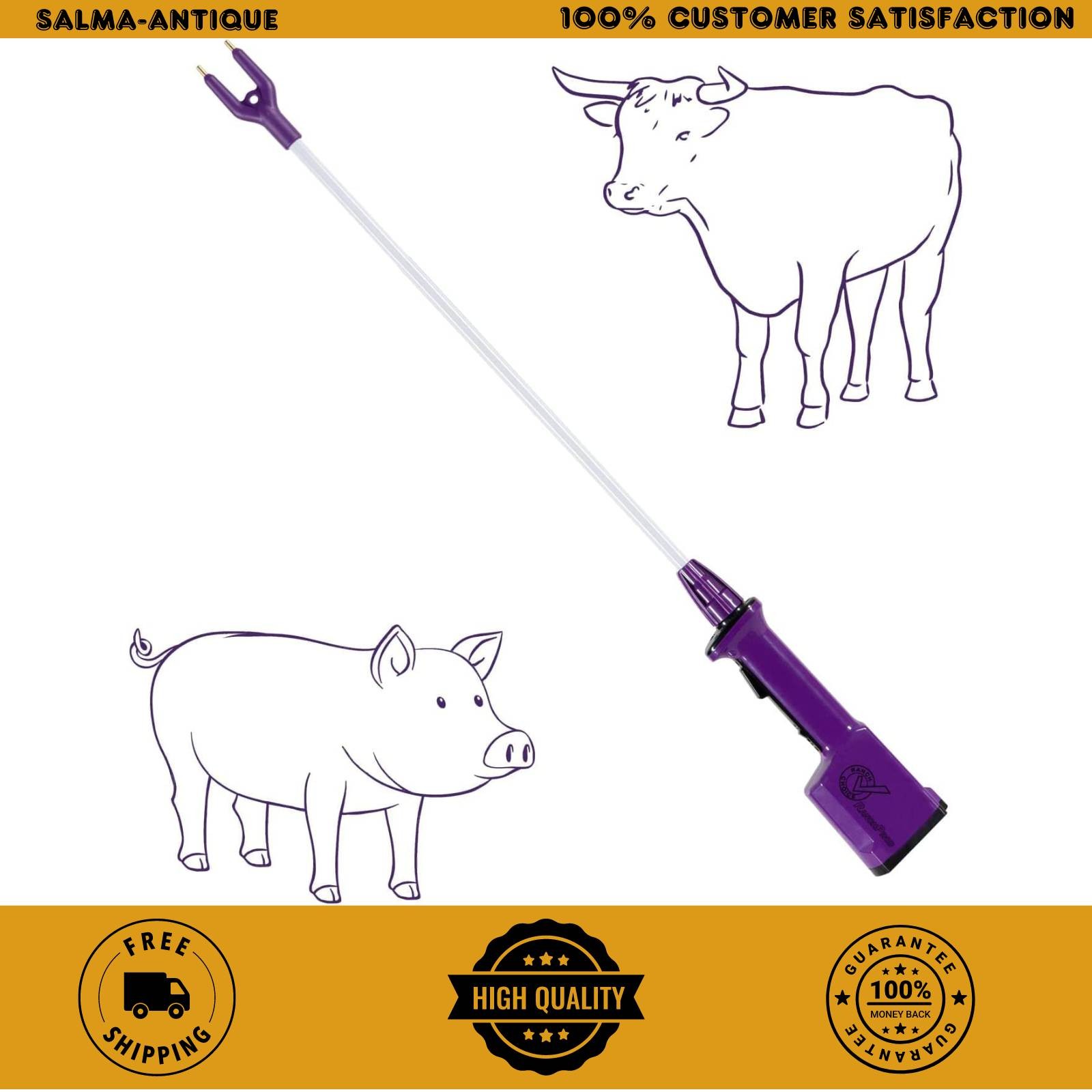 Purple Rechargeable Livestock Prod Waterproof Cattle Prod Hot Shot Felixible