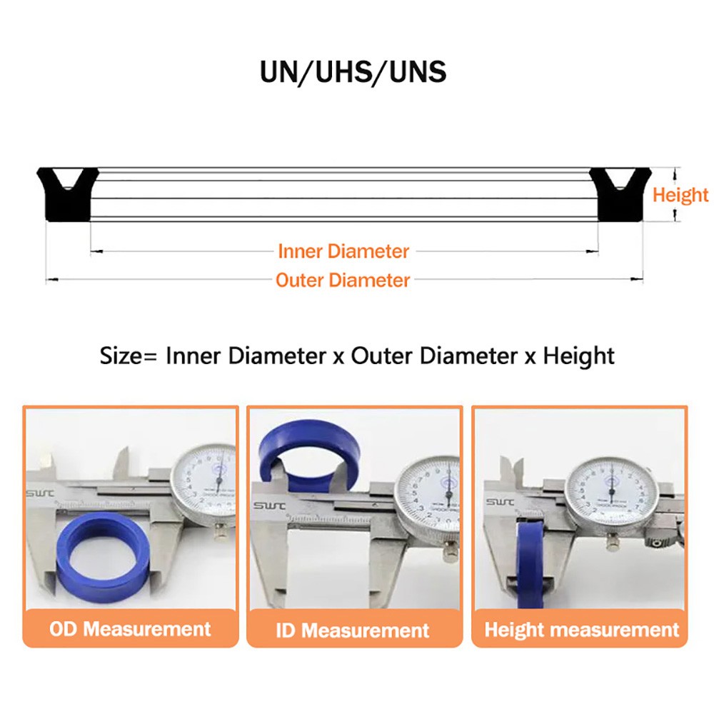 USH/UPH/Y/U-Cup Hydraulic Rod Piston Oil Seal Rings Ø 11-210mm Height 5-12mm NBR