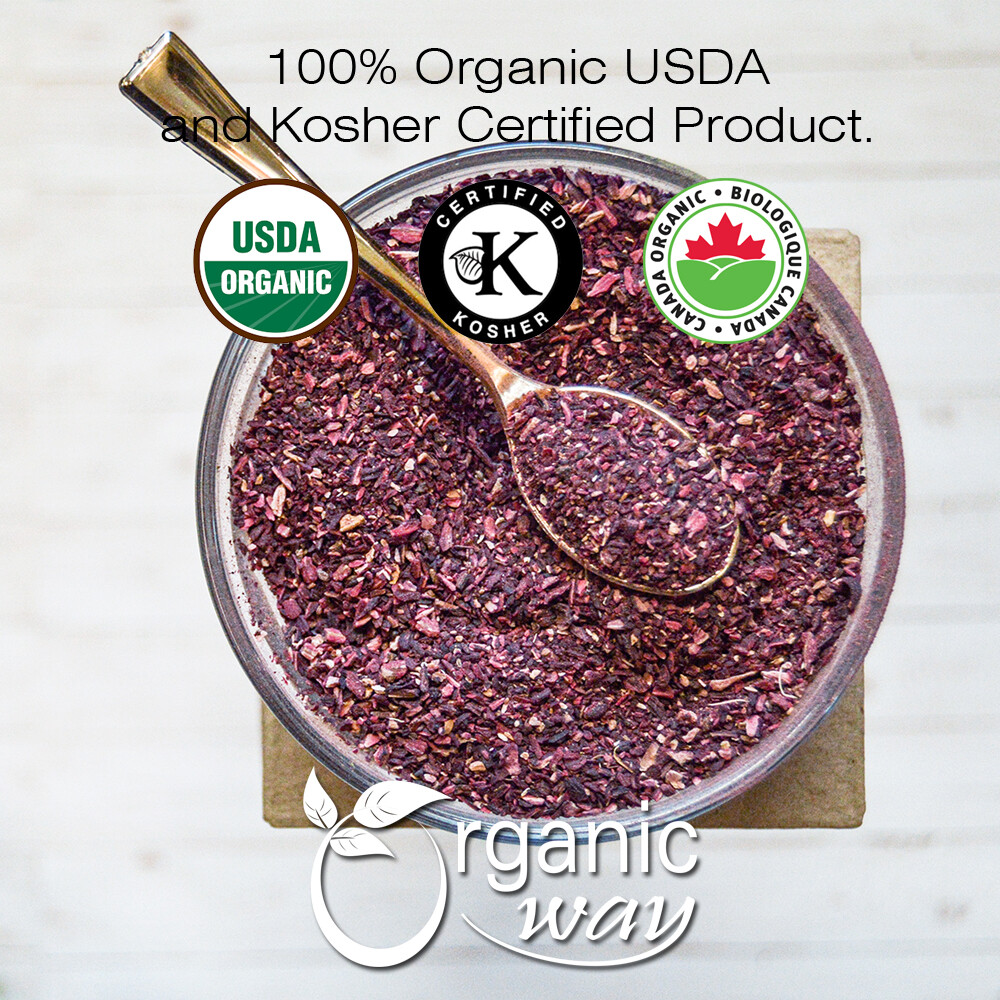 Organic Way Hibiscus Flower Cut & Sifted - Organic, Kosher & USDA Certified