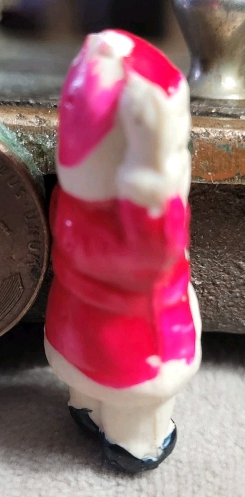 Vintage Celluloid Puffy Santa Claus No Loop Charm Prize Jewelry