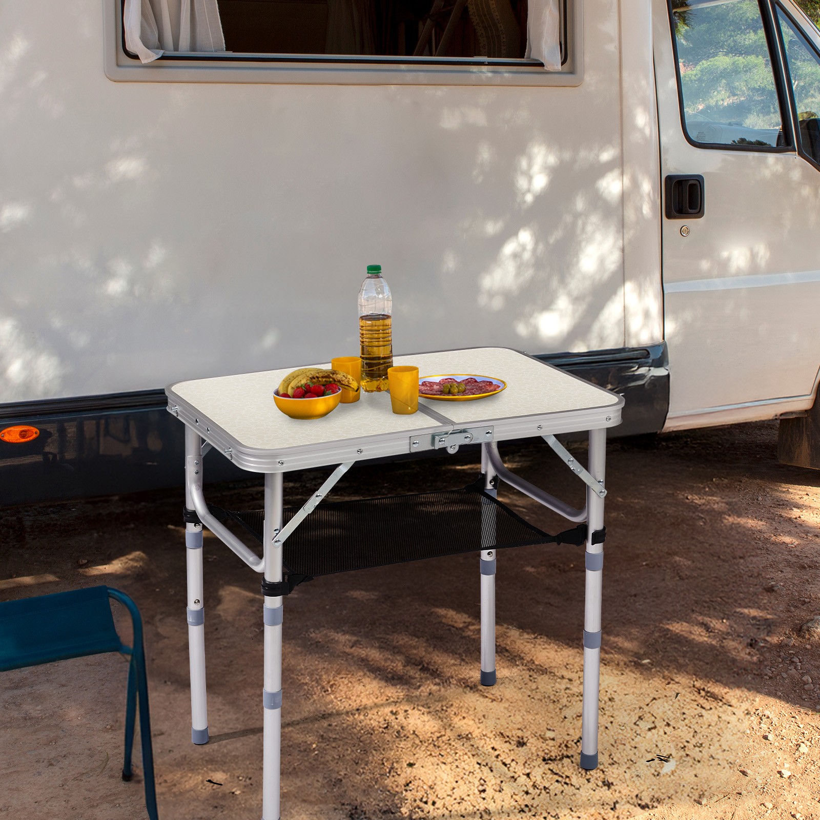 Outdoor 2FT Portable Folding Camping Table with Bag, Adjustable Height for Party