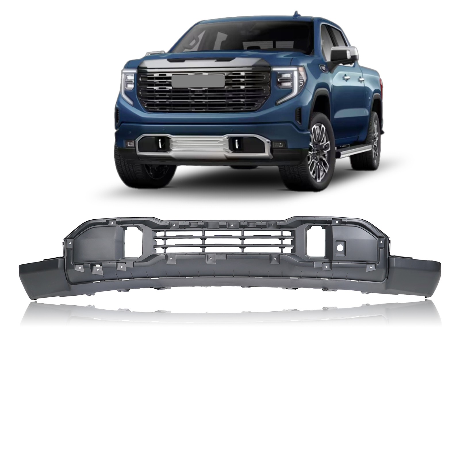 Front Bumper Lower Skid Plate Valance W/ Tow Hook For 2022-2026 GMC Sierra 1500