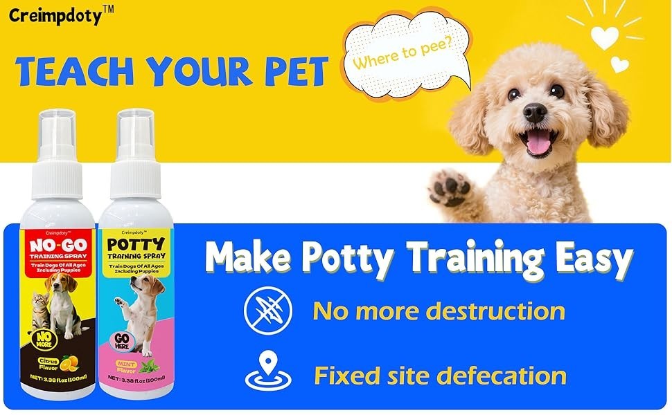Dog Puppy Potty Training Spray Set Stops Urination & Marking, 3.38 fl.oz