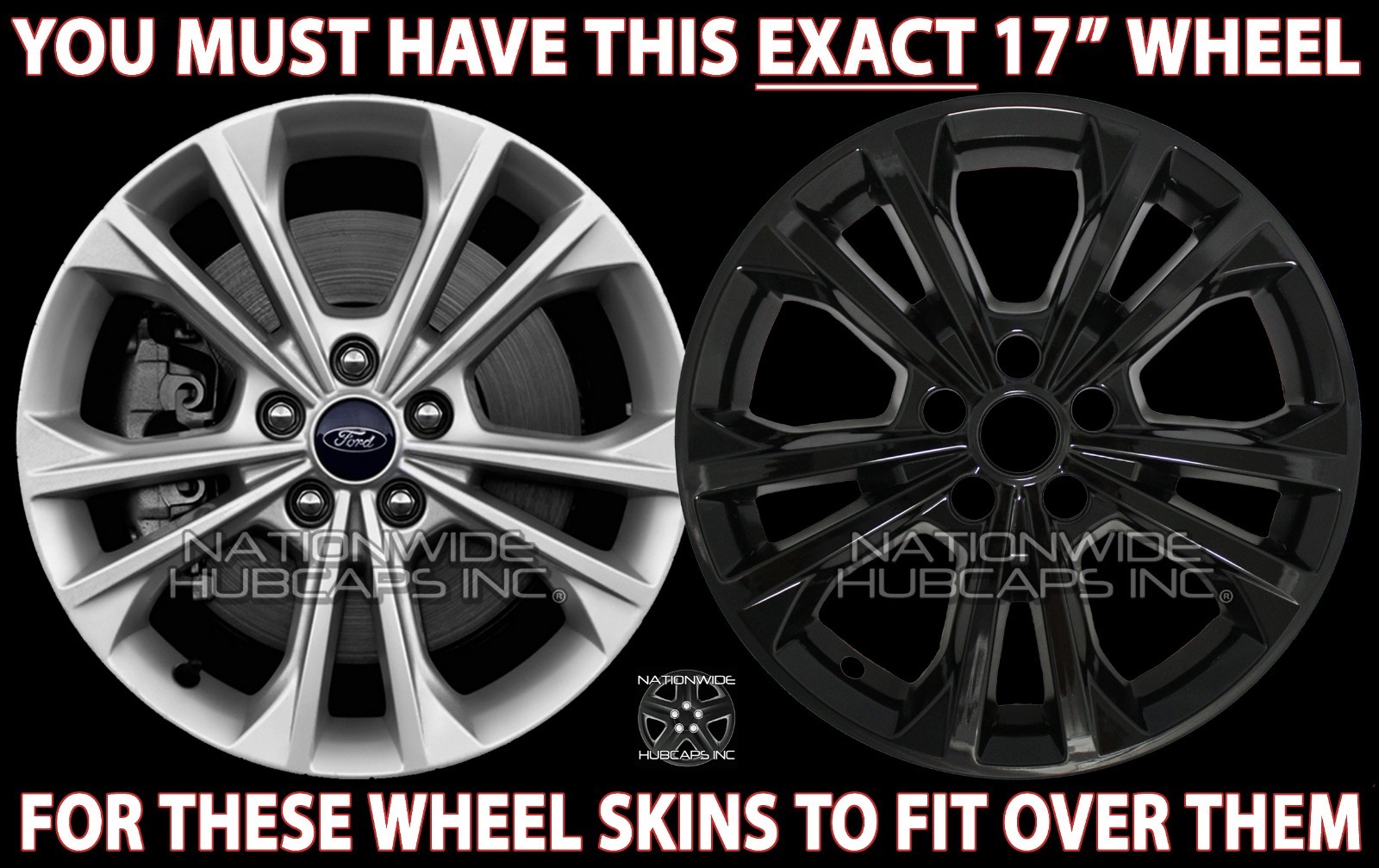 4 Black 2017 18 19 Ford Escape SE 17" Wheel Skins Hub Caps Alloy Rim Full Covers
