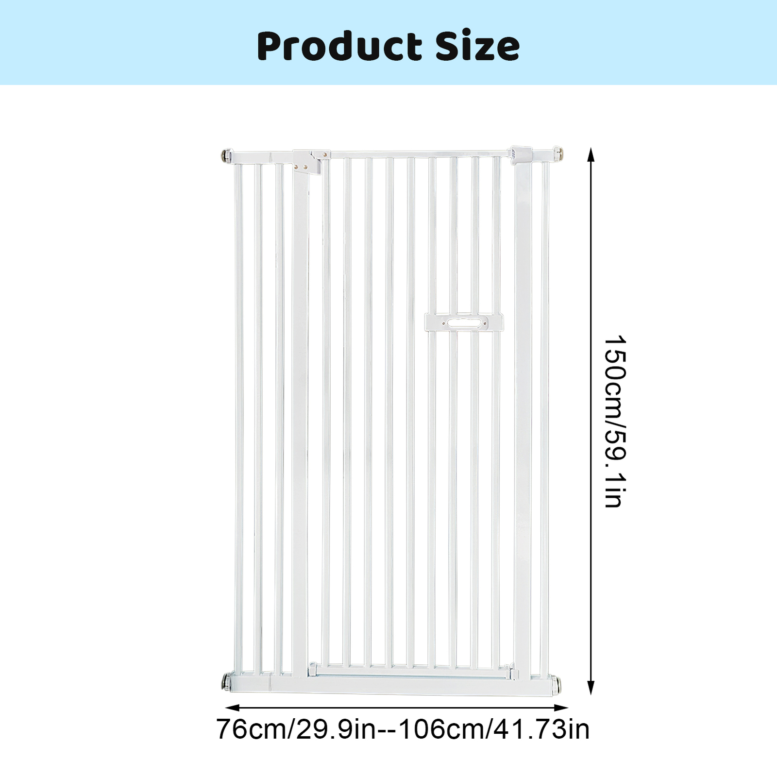 59"Extra Tall Cat Pet Baby Gate Adjustable 29.9-45.7"(W) Gate for Stairs,Doorway
