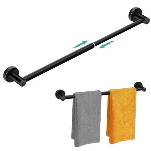 Towel Racks for Bathroom-Adjustable Towel Black 1Pack-Towel Bar