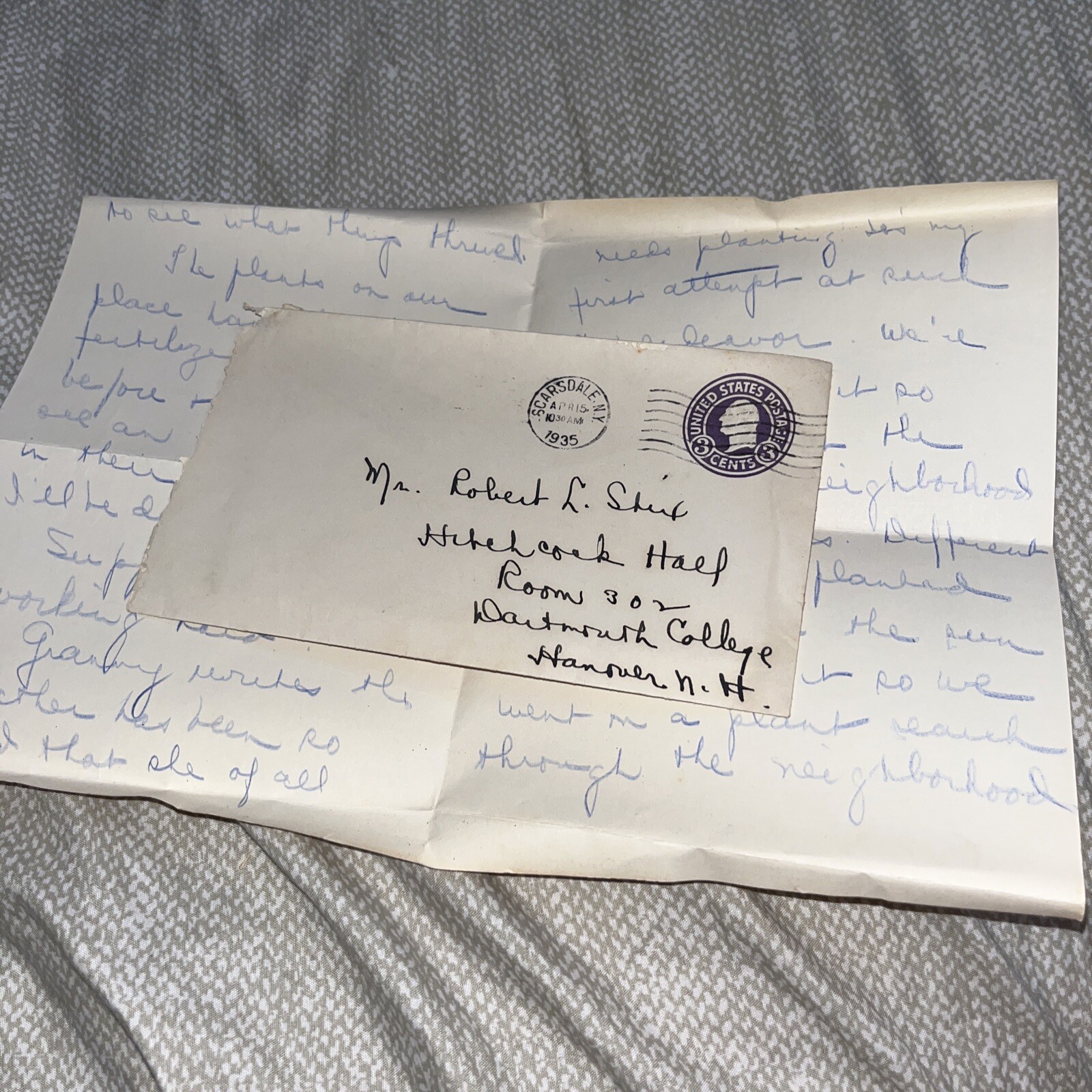1935 Depression Era Letter to Dartmouth College Student on Dancer Ted Shawn