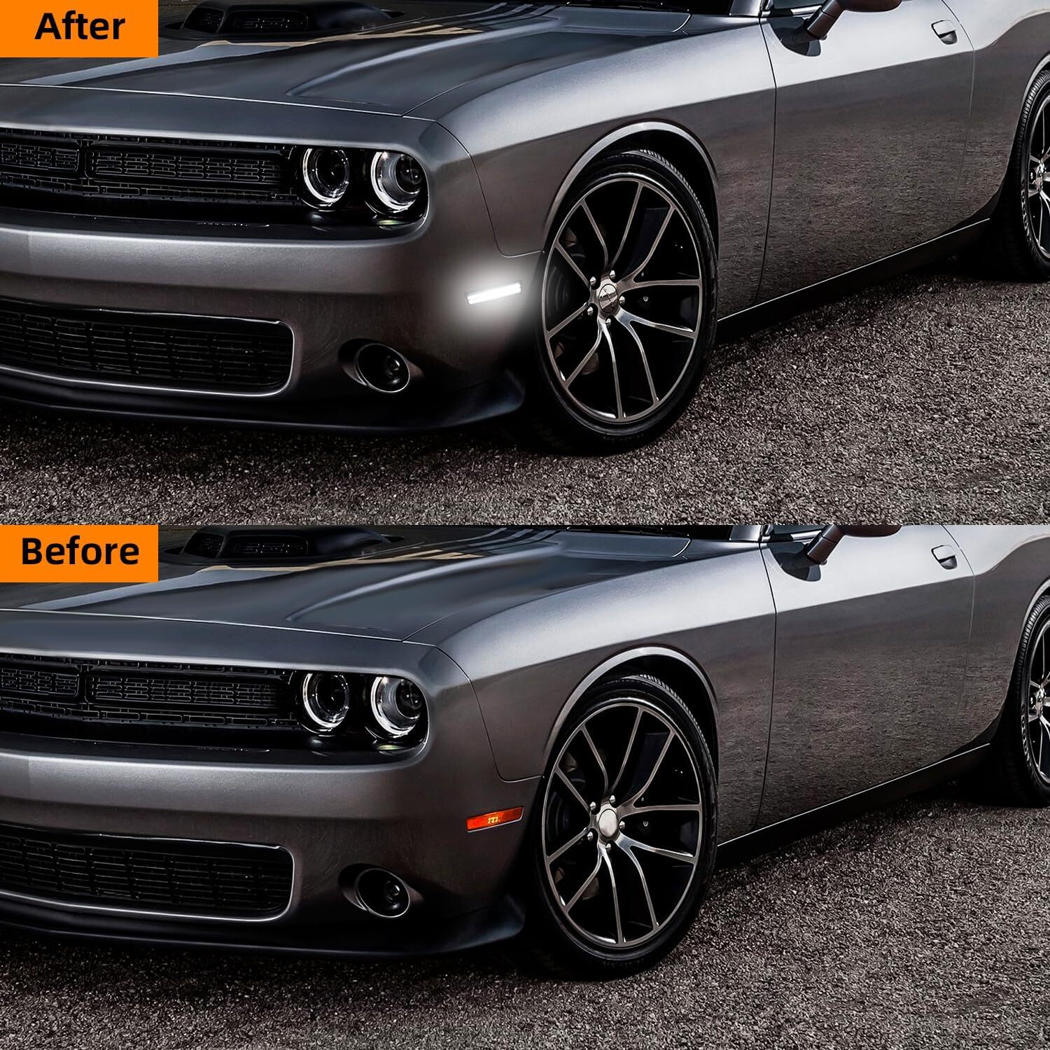 4x For 2015-2022 Dodge Challenger Smoked Front Rear Bumper LED Side Marker Light