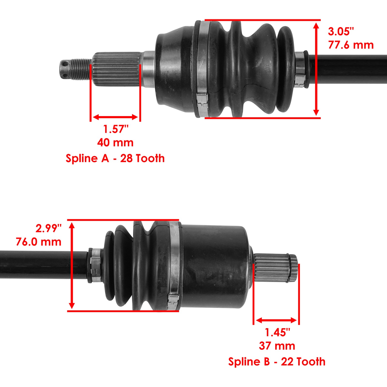 Front & Rear CV Joint Axle W/ Bearing For Polaris RZR XP 900 11-13 Left & Right