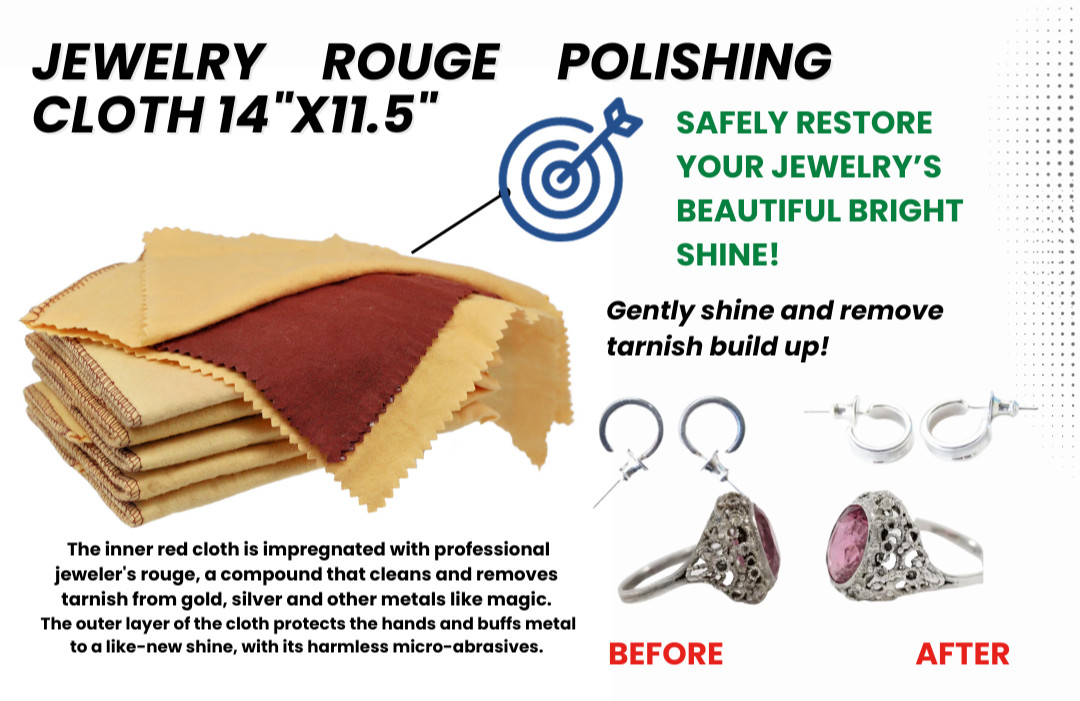 Rouge Polishing Cloth for Silverware & Jewelry Copper Brass Coins Anti-Tarnish