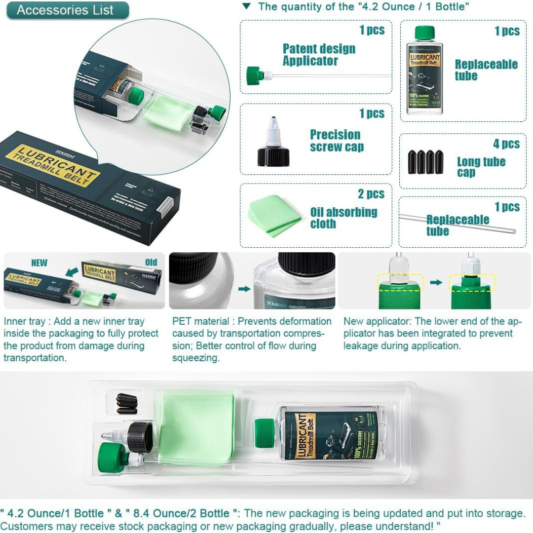 Silicone Treadmill Belt Lubricant 4.2ozHigh Temp Resistant w/ Applicator Tubes
