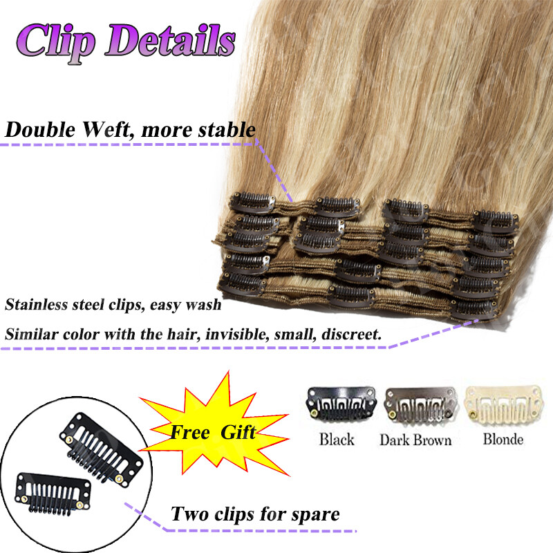 Real THICK 160g++ Double Weft Clip In Remy Human Hair Extensions Full Head XL462