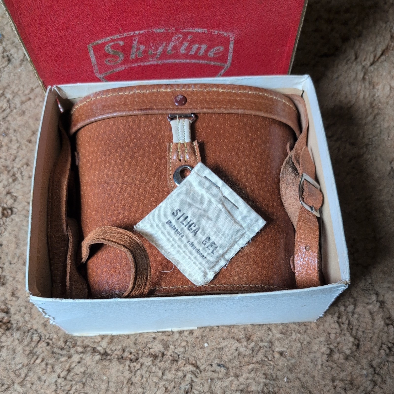 Japan Antique Vintage SKYLINE 7x35 Binoculars Leather Case Original Box extras