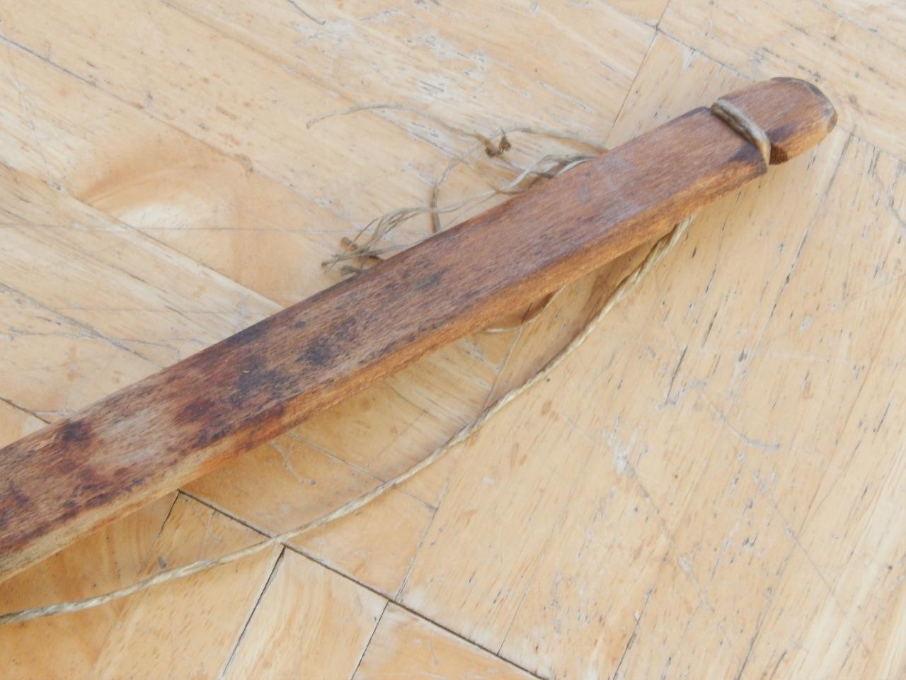 VINTAGE 48" t MID CENTURY NORTHERN PLAINS BEADED HIDE BACKED BOW - NICE !