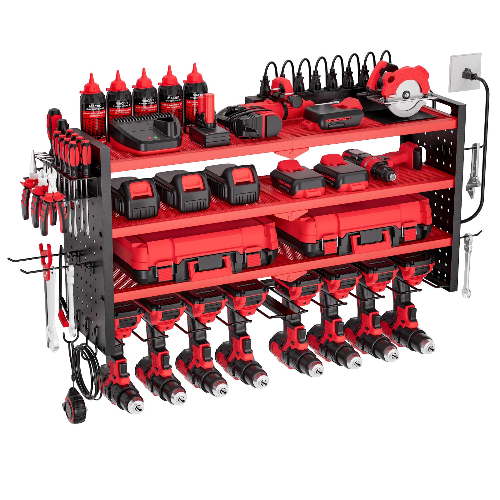 VEVOR Power Tool Organizer with Charging Station 4-Layer Drill Storage Rack