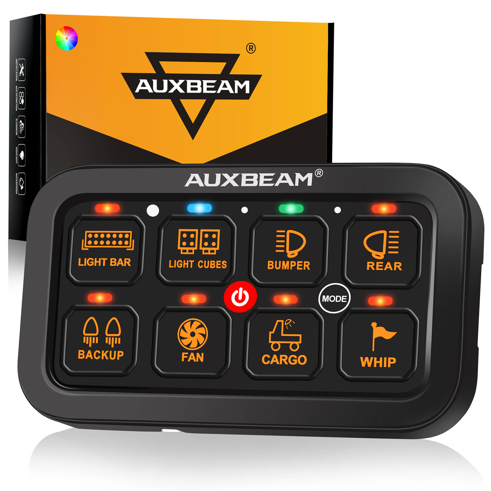 AUXBEAM RGB 8 Gang Switch Panel Toggle LED Light Bar Switch Relay System Marine