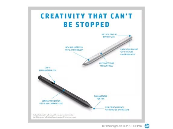 HP Rechargeable MPP 2.0 Tilt Active Pen Stylus 3J122AA Genuine USA Seller