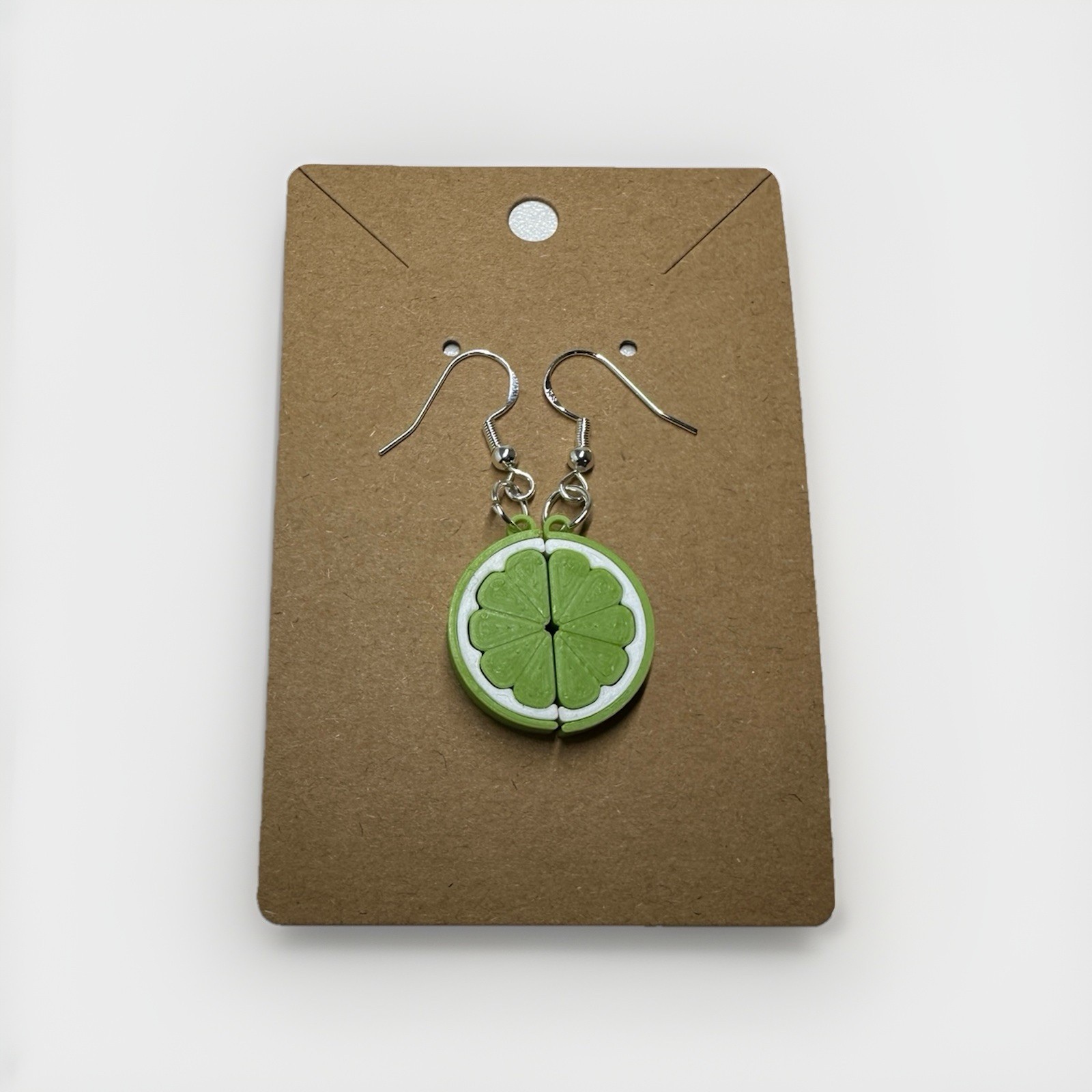 Small Lime Slice Dangle Earrings Zesty Fruit Jewelry Gift Fleshy Squeezed🍋‍🟩