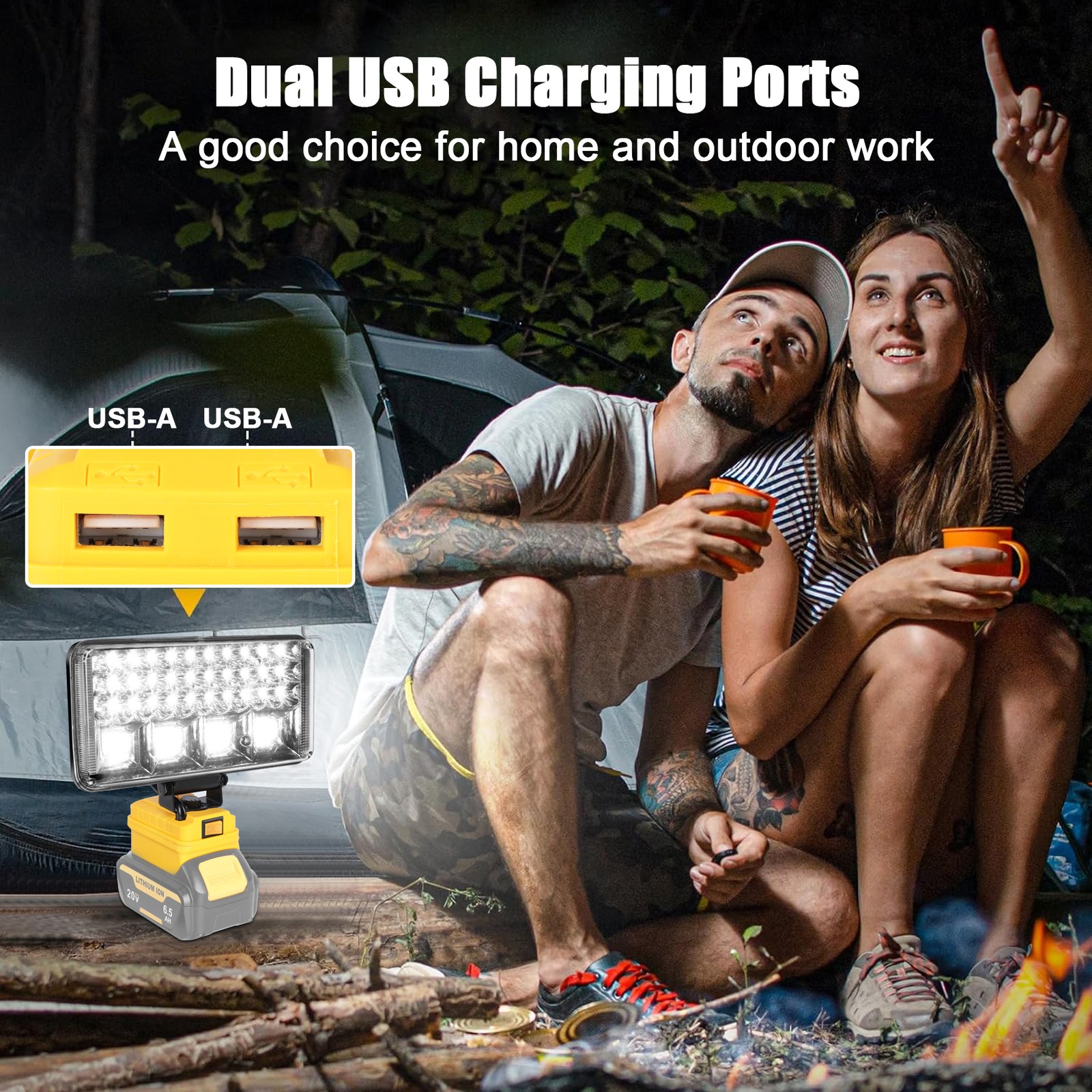 Cordless Led Work Light For Dewalt 20V Battery,Portable Flood Light Flashlight