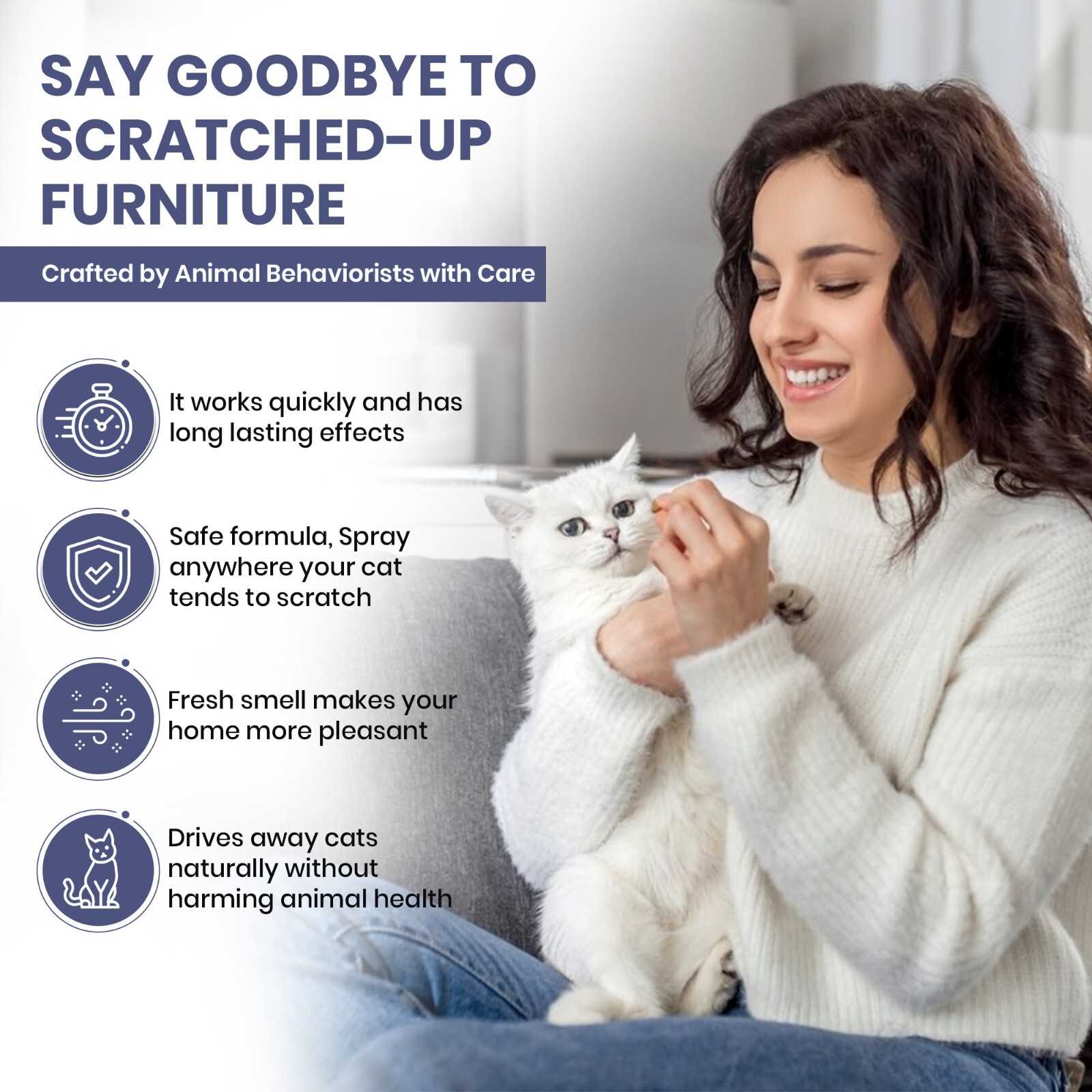 2 Pack - Deterrent/Repellent Spray for Cats 50ml–Stop Scratching, Biting,Marking