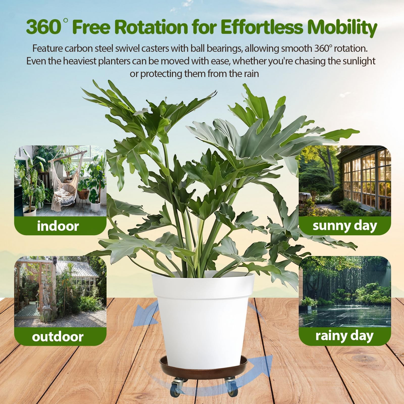 Plant Saucer 12" Rolling Plant Caddy Rolling Plant Stand with Wheels – Heavy ...