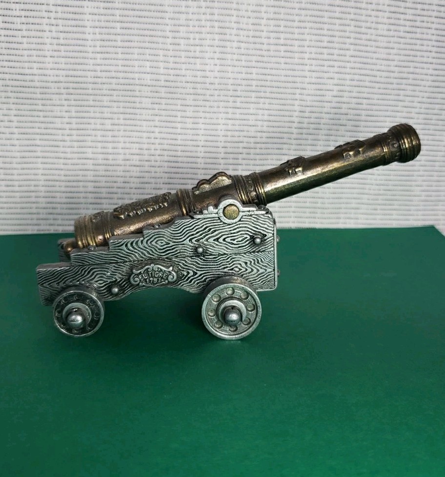 Vtg Denix Miniature Model 1797 El Tigre Spanish Cannon Metal Heavy Brass And