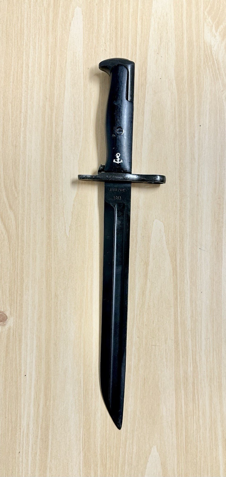 Pre-WWI US M1905-E1 10” Bayonet SA 1909 Springfield Armory Marked USS OKLA BB 37