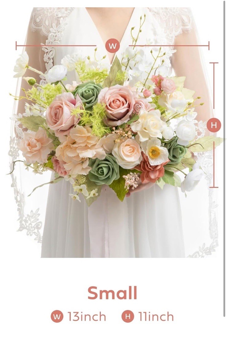 Ling's moment Coral Pink Wedding Bouquets for Bride, Blush Garden Bridal 13”