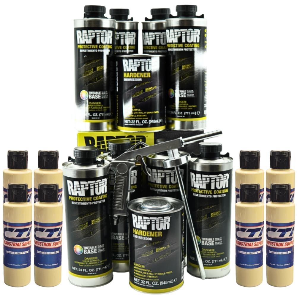 UPOL Raptor Desert Tan Urethane Spray-On Bed Liner Kit w/ Free Spray Gun 8L