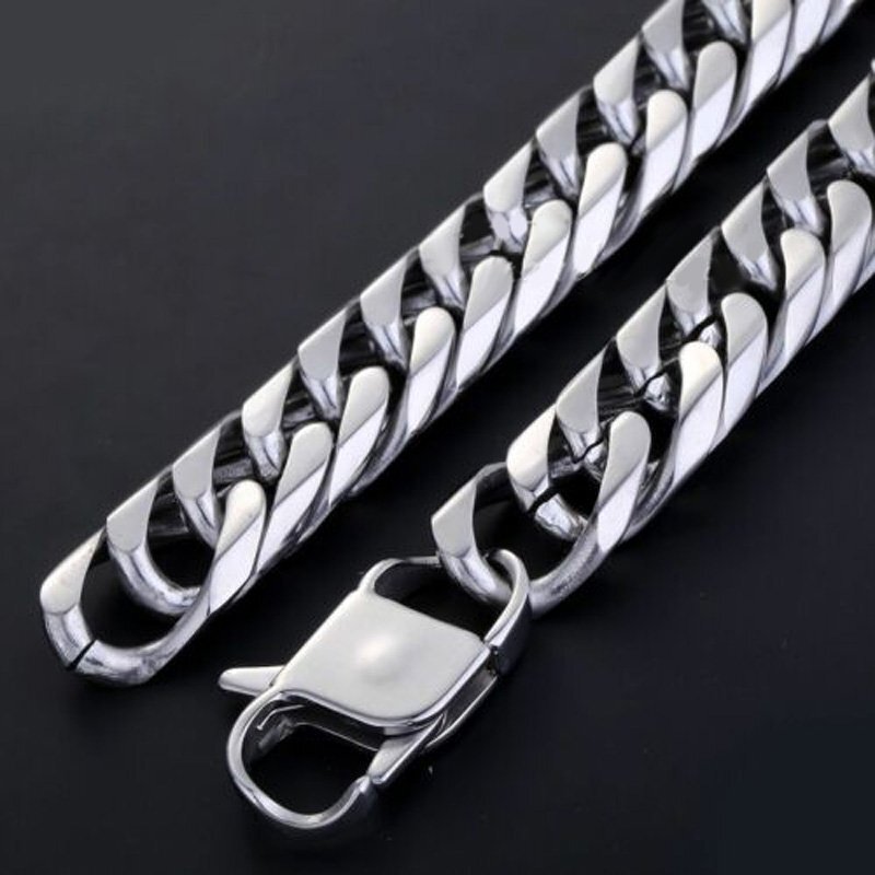 MENDEL Mens 10mm Stainless Steel Gold Plated Miami Cuban Link Bracelet 10K Men