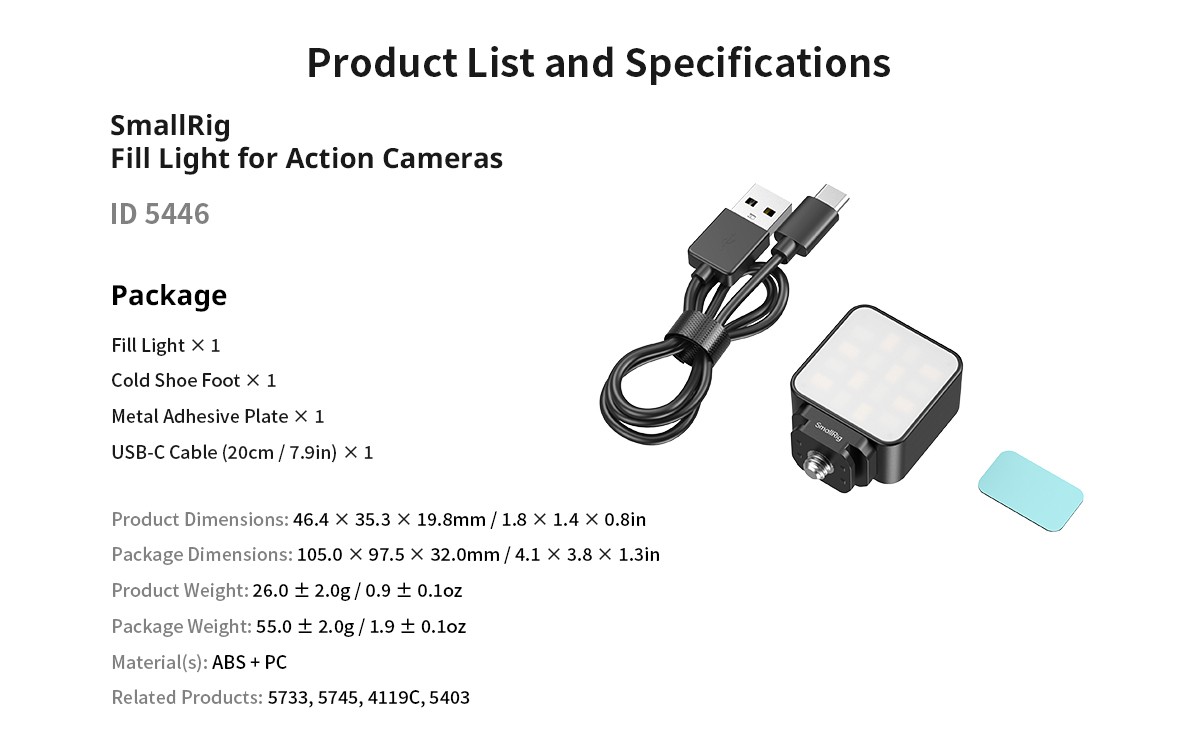 SmallRig Fill Light for Action Cameras 5446