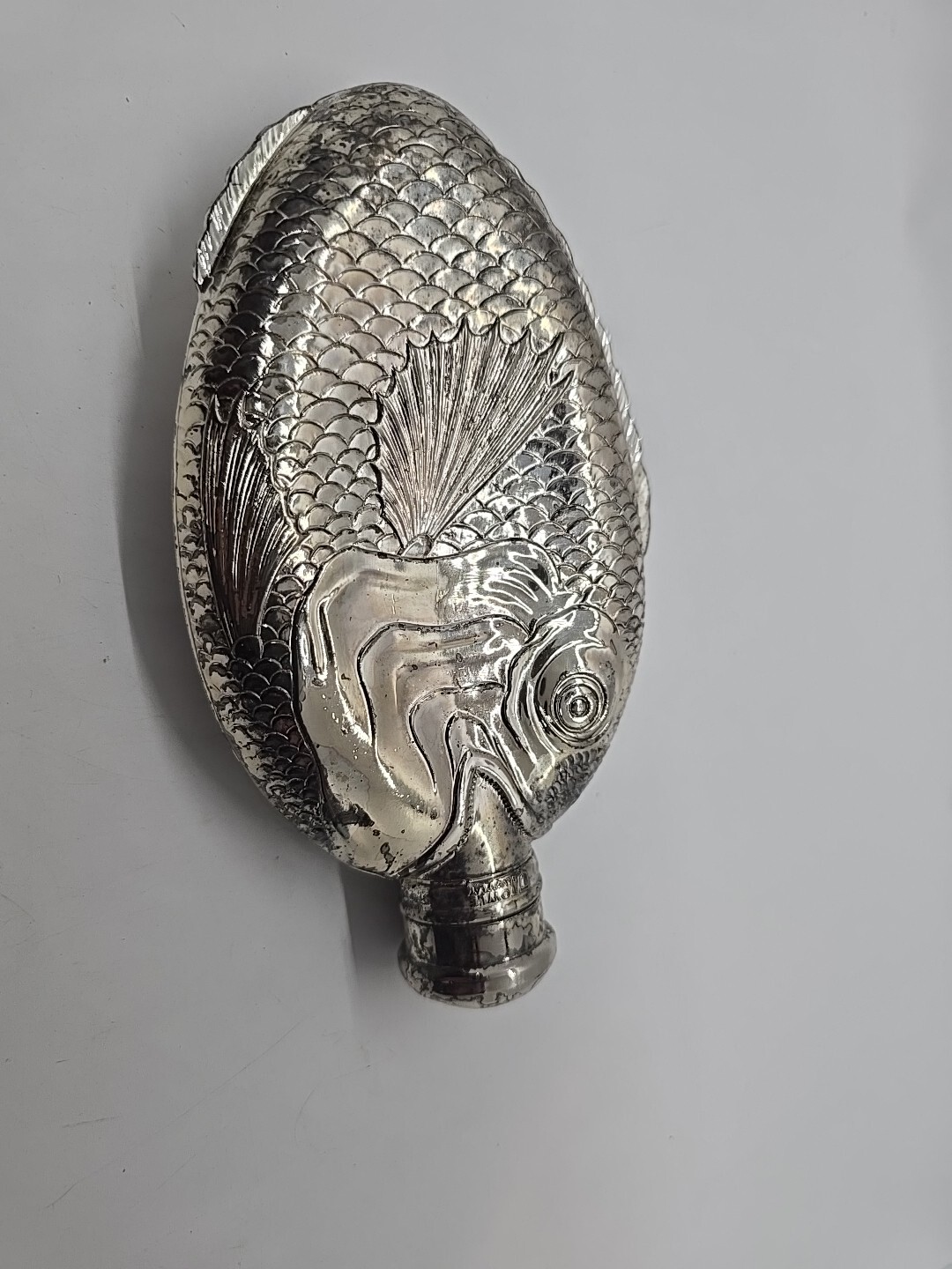 Vintage TOWLE Silverplate Fish Shaped Liquor Flask, 6"