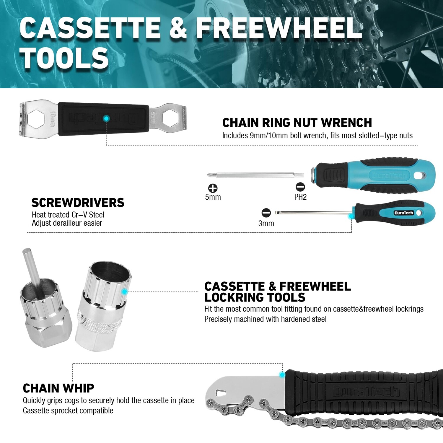 DURATECH 41PCS Bicycle Tool Kit Bike Tool Kit w/Storage Box Bike Repair Tool Kit