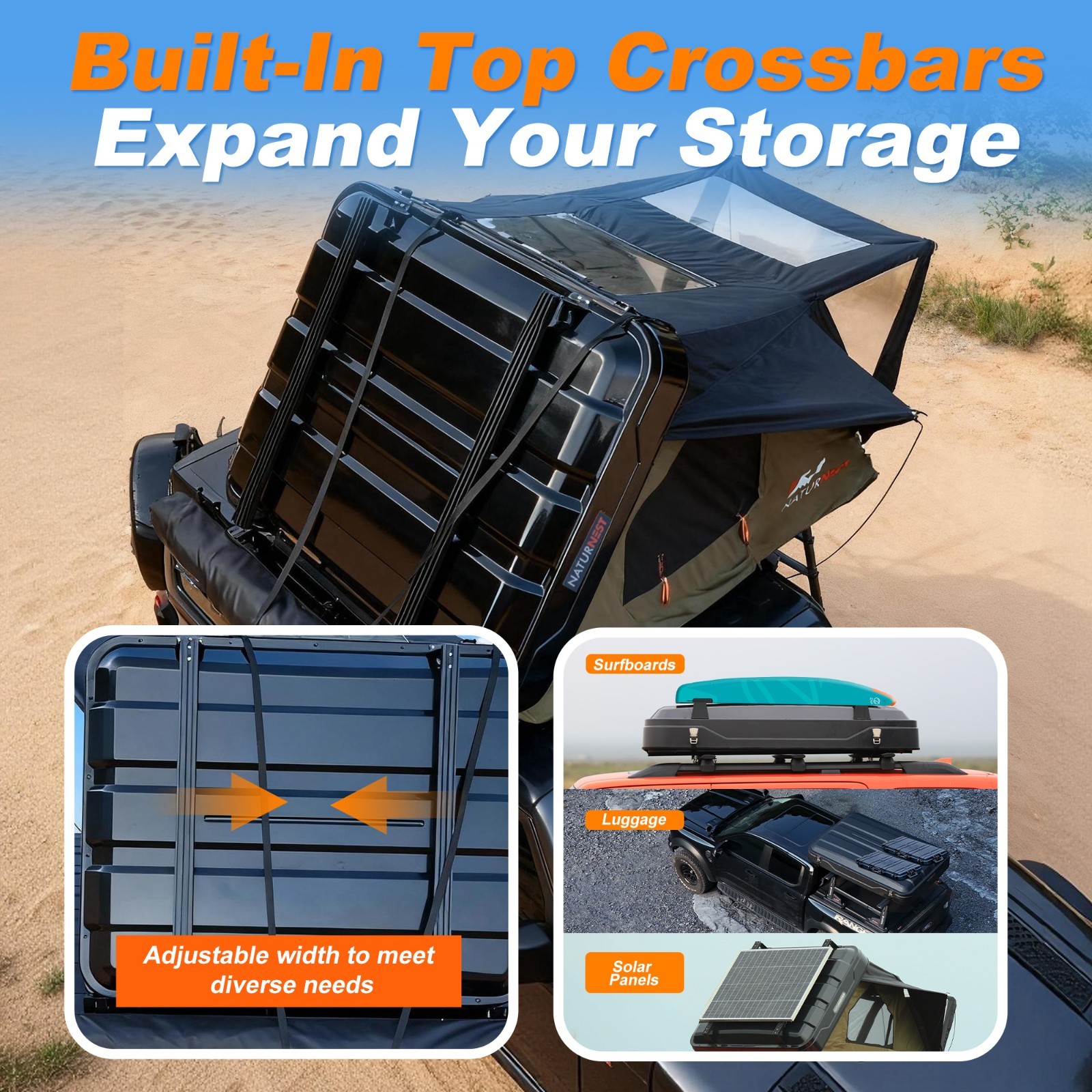 Naturnest Roof Top Tent Hardshell Pop-up Rooftop Tent Outdoor Camping Tent