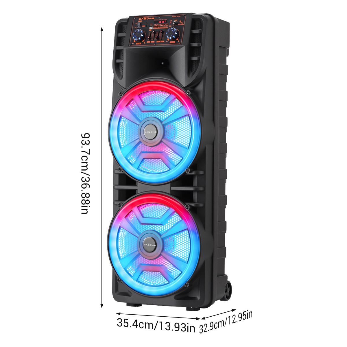 Dual 12" Portable Bluetooth Party Speaker Heavy Bass Sound with Mic FM Karaoke