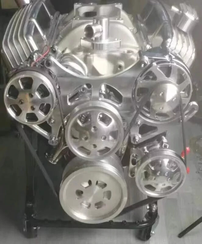 SBC Chevy 327 350 400 Aluminum Front Drive Serpentine Pulley & Bracket Kit 6 Rib