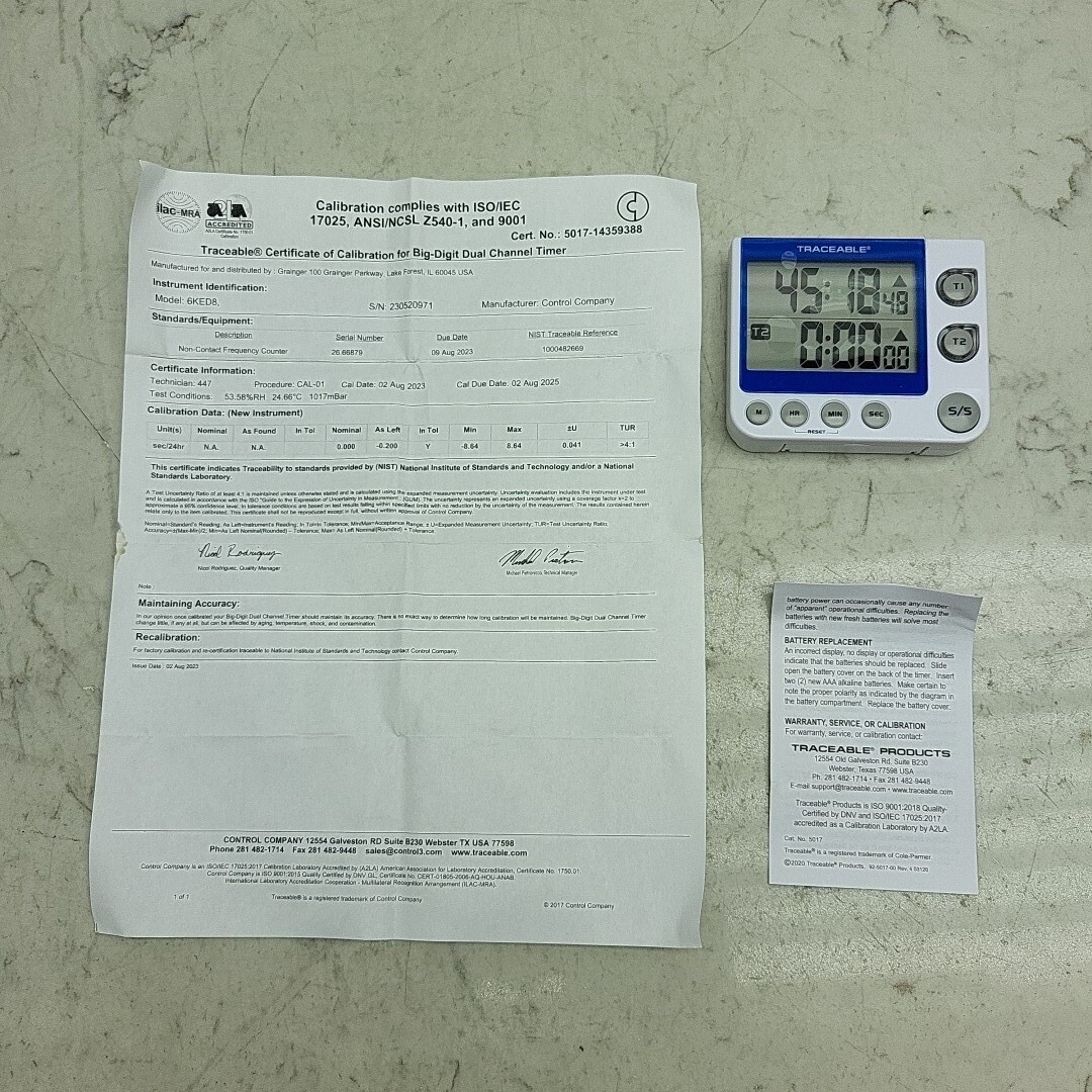 Traceable Flashing LED Alert Big-Digit Timer Dual Channel 5017 *NEW VARYING CERT