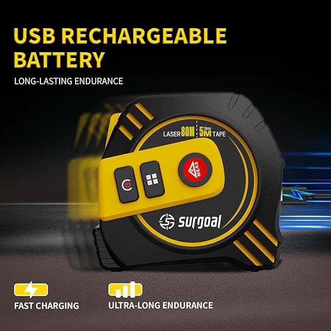 2-in-1 Laser Tape Measure 262ft – Digital Measuring Tape with LCD Display