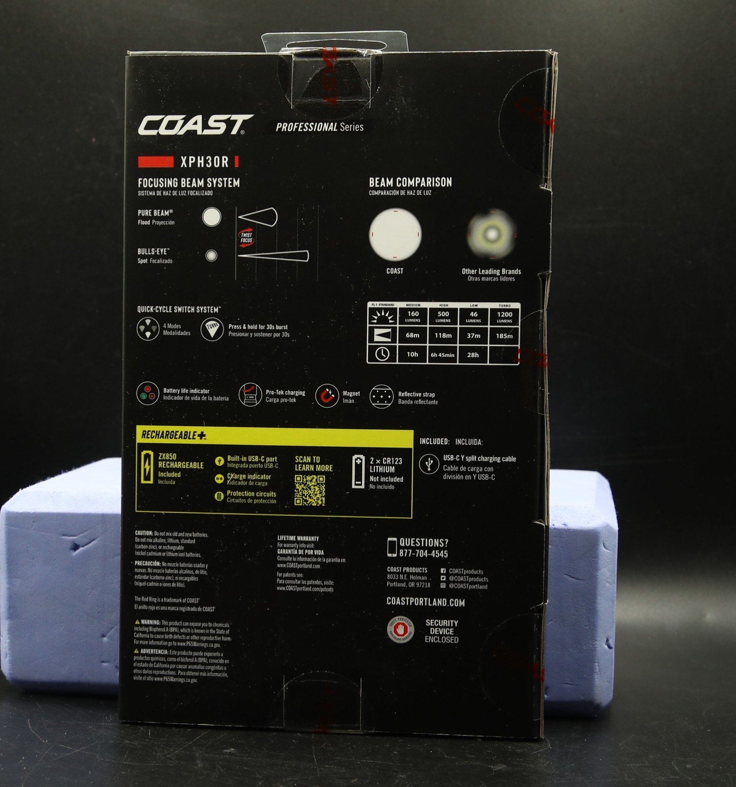 Coast 1200 Lumen USB-C Rechargeable Dual Power Headlamp (XPH30R)