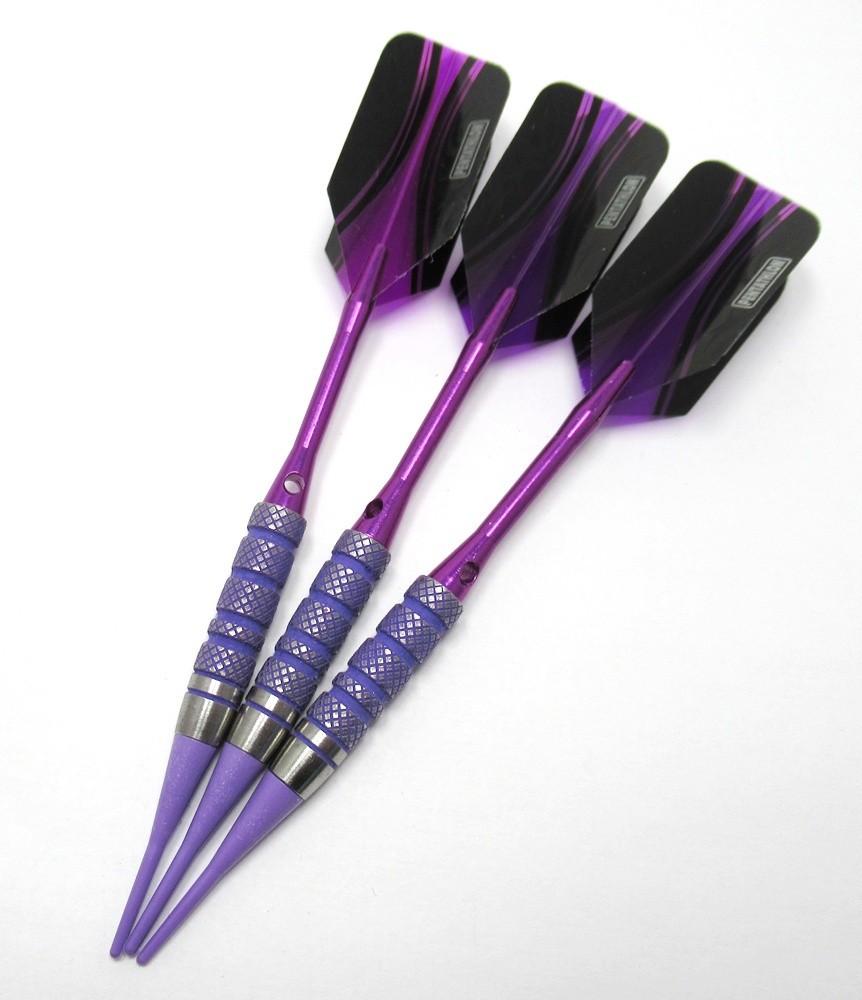 Purple Bombers 16g Soft Tip Darts - 80% Tungsten with Extras + Tracking - Short